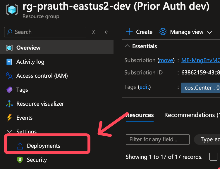 Azure Portal Resource Group Deployment